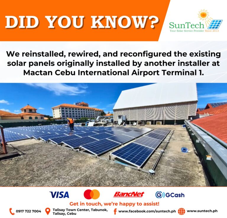 Suntech Power Reinstalls, Rewires, and Reconfigures Solar System at Mactan Cebu International Airport Terminal 1